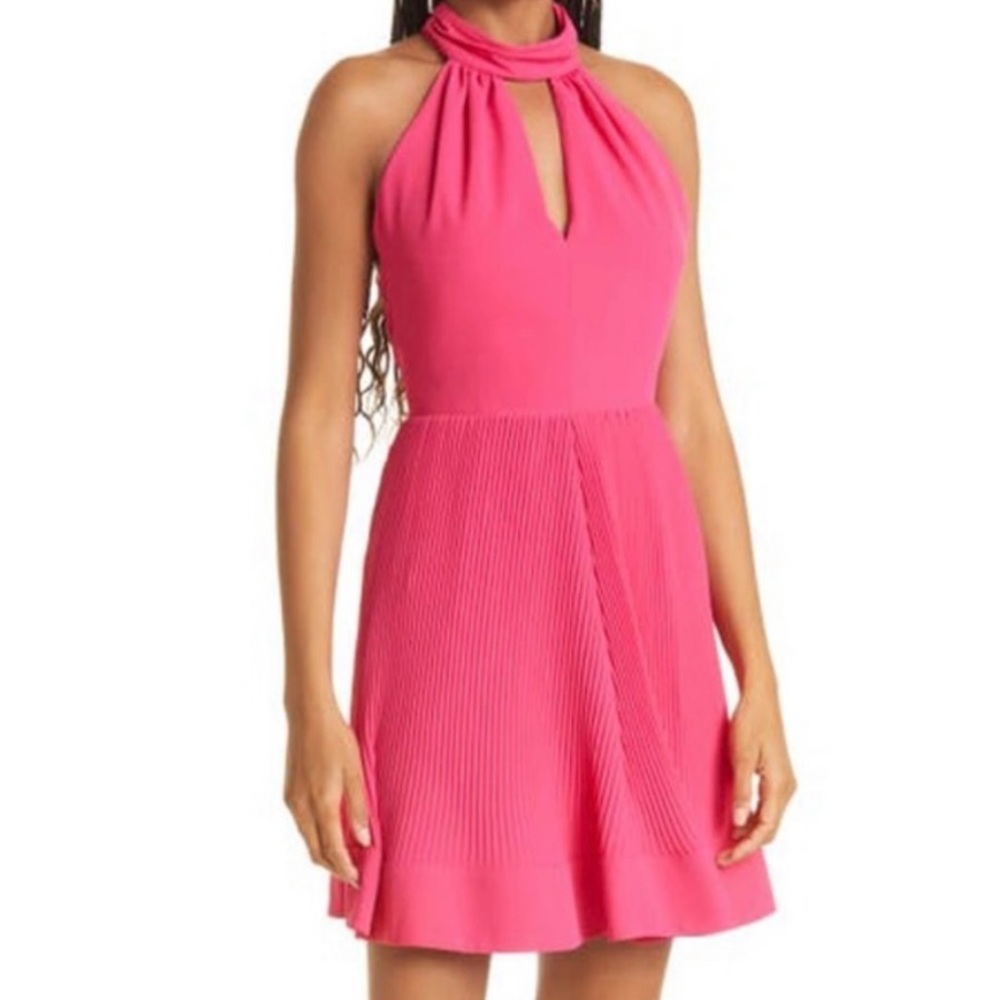 NEW MILLY libby pleated mini dress, pink size 4